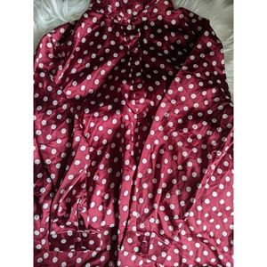 Burgundy bottom down polkadot blouse